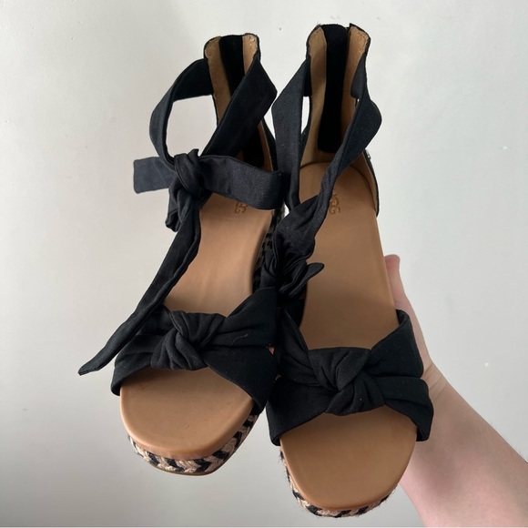 UGG Yarrow Platform Wedge Sandal Women’s Size 9 Black NEW - Picture 6 of 11